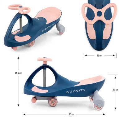 Milly Mally Gravity Rider - Cavalletto Gravitazionale Per Bambini (Rosa/Navy) Con Ruote Luminose - 2