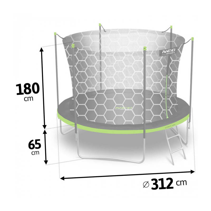 Vrtni trampolin 312cm z notranjo mrežo in lestvijo Neo-Sport Green - slika 5